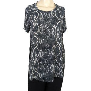 ACROBAT short sleeve snake print side split gray and white top size Small‎